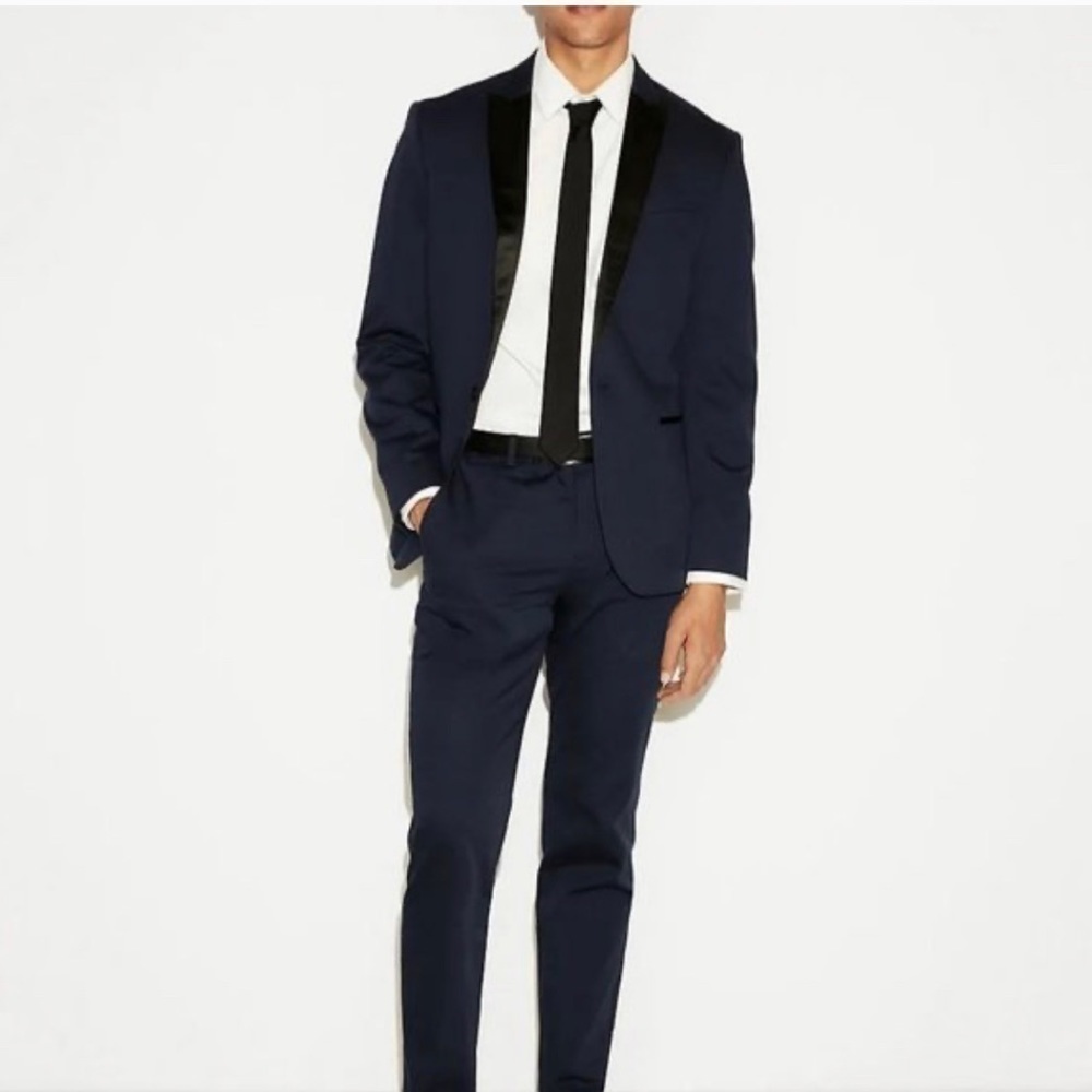 Express Men Suit Jacket Modern Fit Navy Blue Size 44L